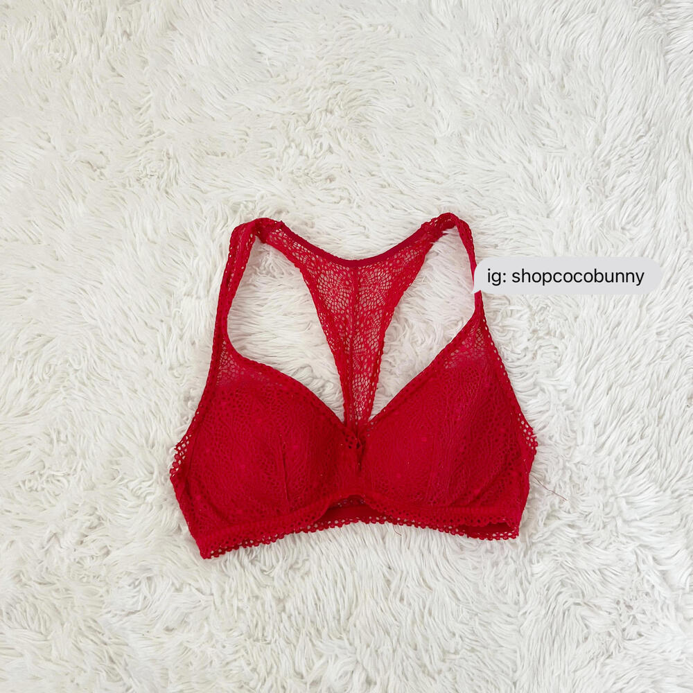 victoria’s secret red eyelet embroidery bralette